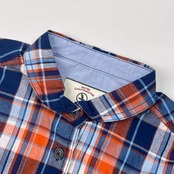 AIGLE エーグル チェック 長袖シャツ M/オレンジ×ブルー レディース