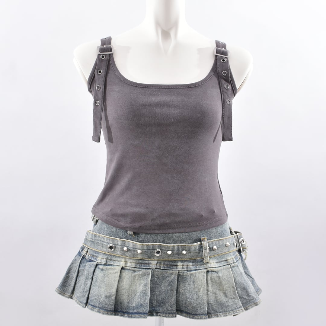 フレブル服　ハンドメイド　バルーンキャミタンク デカデカドット　　サン吉 WASHハトメ肩ベルトタンクトップ | VOLCAN&APHRODITE 公式通販