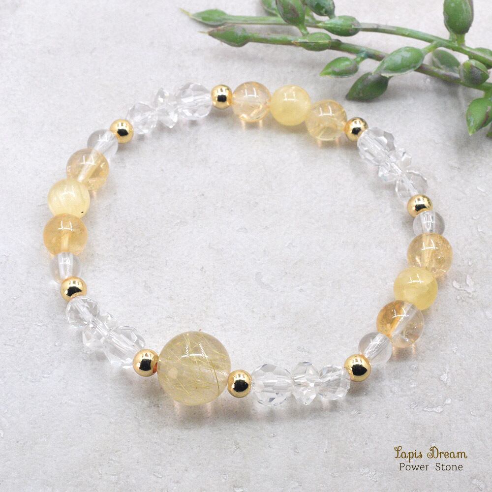 仕事の運気上昇!目標を達成するお守り | ルチルクォーツ、シトリンのパワーストーン ブレスレット