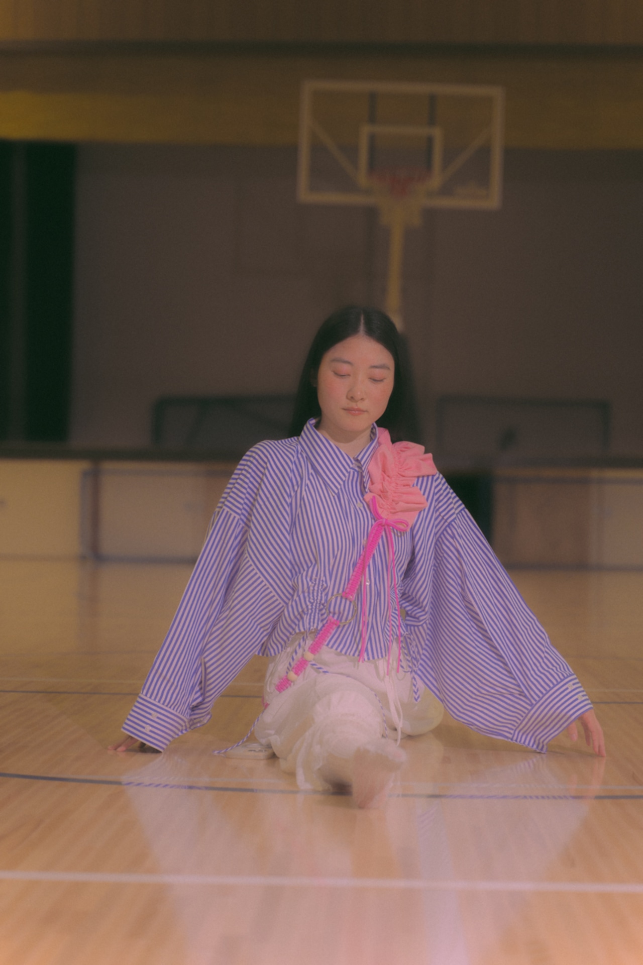 bi-tone frill strap Pink×Pink