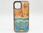 Sun&wave/wood×resin lily blue wave case(olive wood)