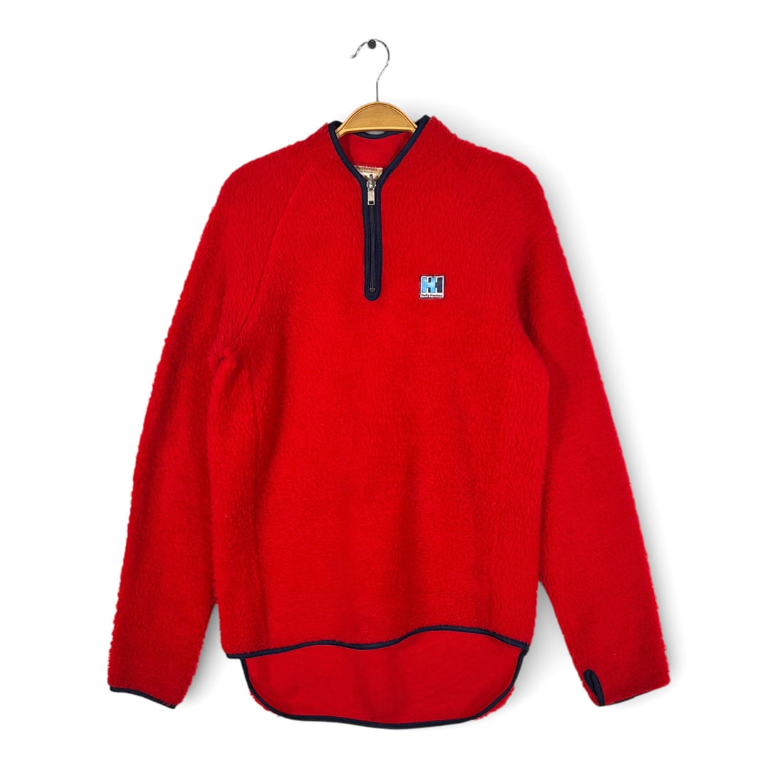 80s ヘリーハンセン ノルウェイ製 ヴィンテージ フリースジャケット プルオーバー レッド HELLY HANSEN サイズM相当 古着 DD0502