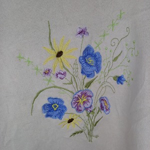アメリカ製　B WEAR　クルーネック　スウェット　トレーナー　刺繍　花柄　L