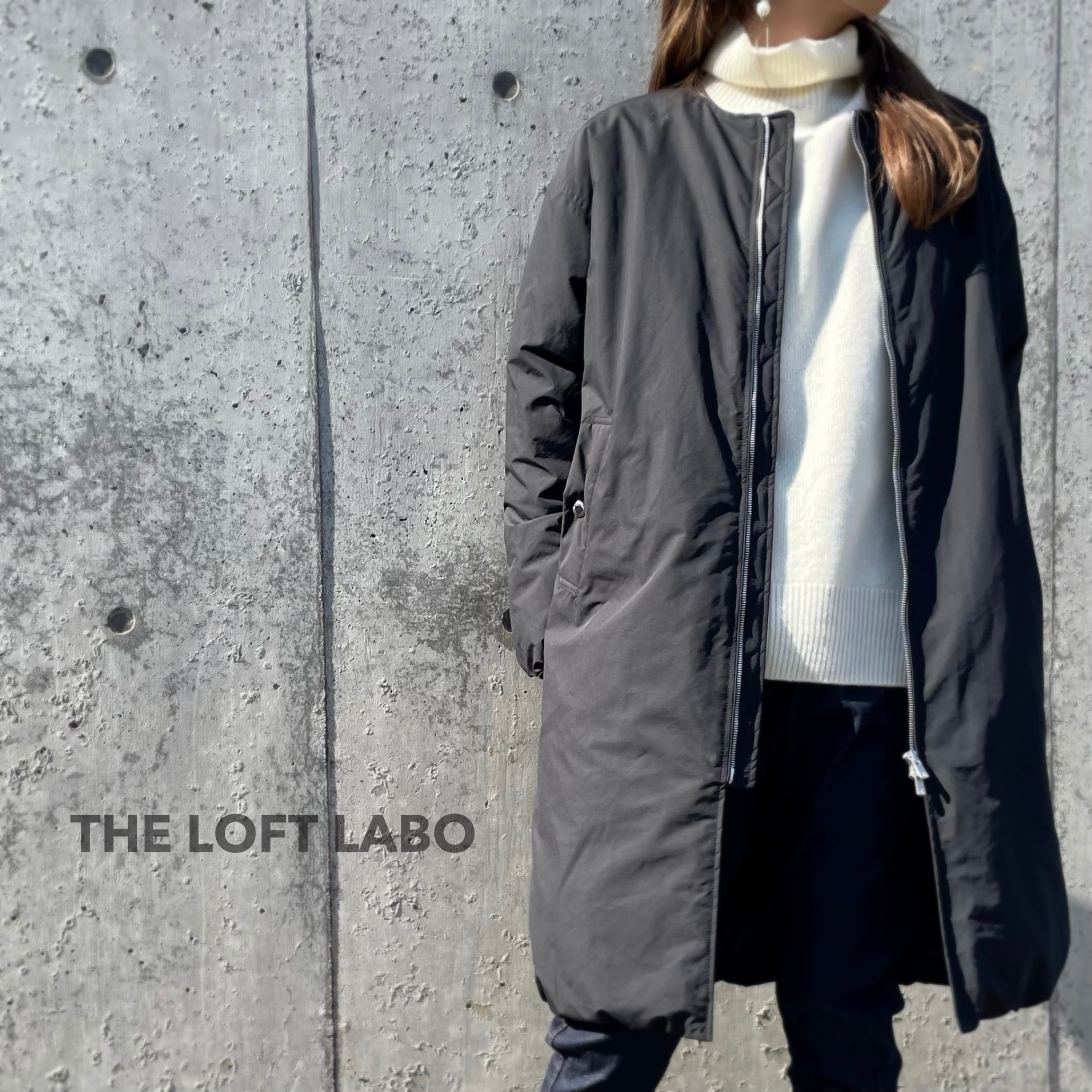 THE LOFT LABO ノーカラーダウンコート - ダウンジャケット