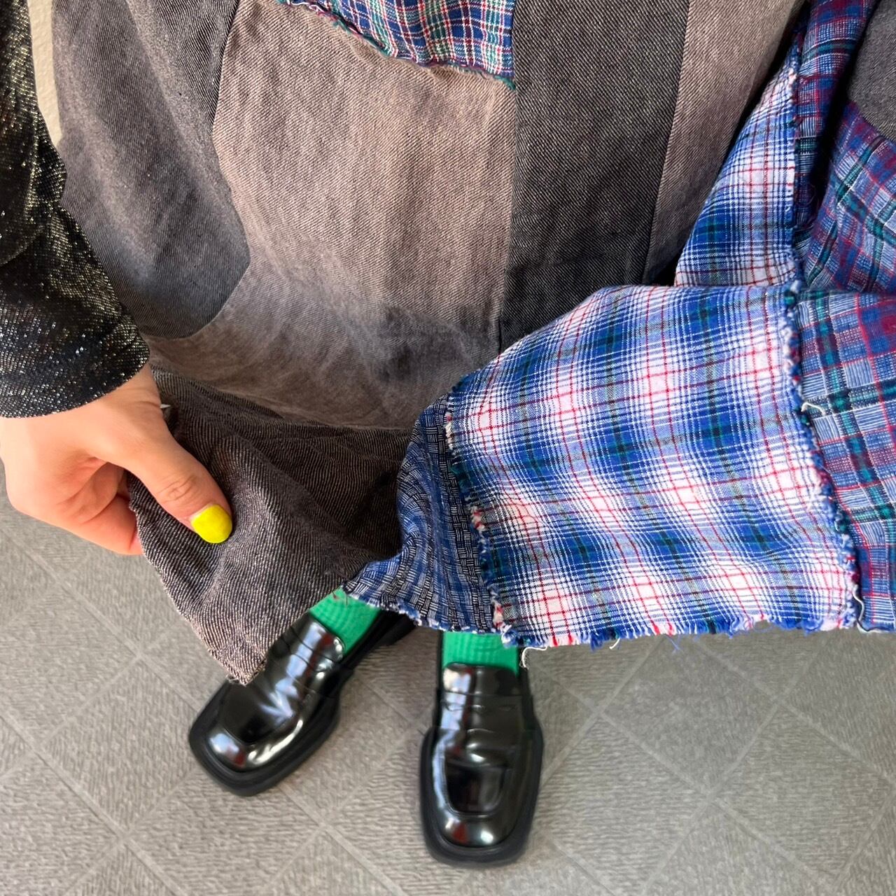 パッチワークロングヴィンテージライクスカート_LN02822