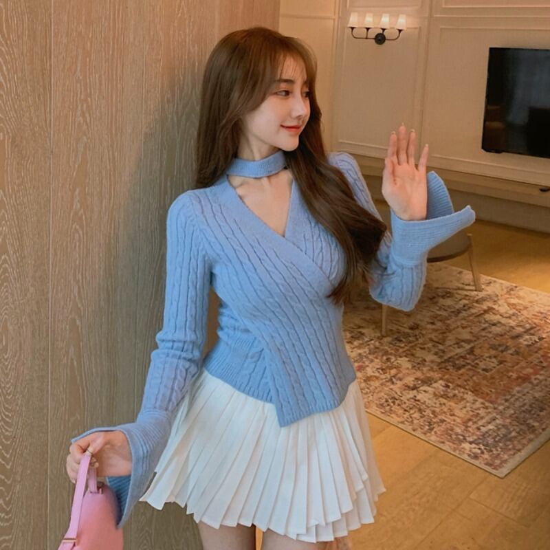 ニットセーター シャツ ショートトップス スタイル ロング オータム 秋物 ウィンター 冬物 YY-ファッション12432253677