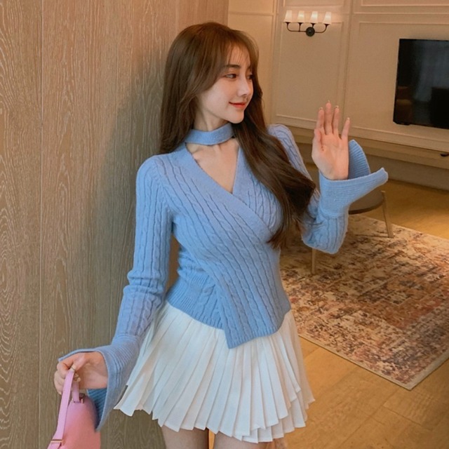 ニットセーター シャツ ショートトップス スタイル ロング オータム 秋物 ウィンター 冬物 YY-ファッション12432253677