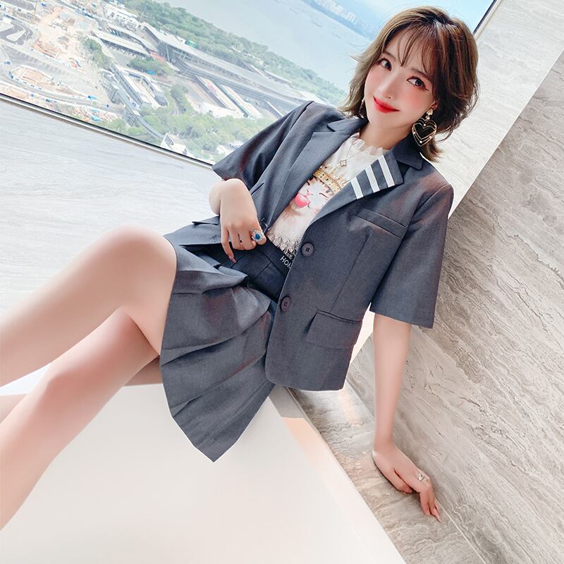 スタイルジャケット ハイウェストプリーツAラインスカート サマー 夏物 MIUCO45310263397