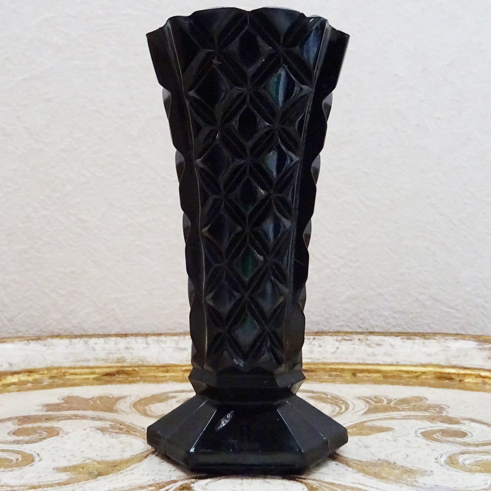 チェコスロバキア オニキスガラスの花瓶