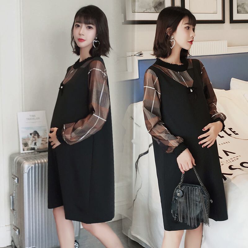 【新作】【送料無料】 マタニティドレス2020年初春ドレスステッチルーズマタニティウェア2ロング スプリング 春物 AL expec320158242551