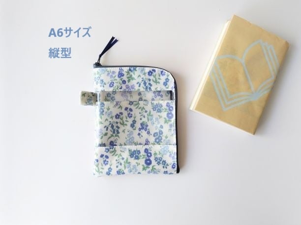 ☆受注制作☆ A6（お薬手帳）縦型 L字ファスナークリアポーチ 仕切り