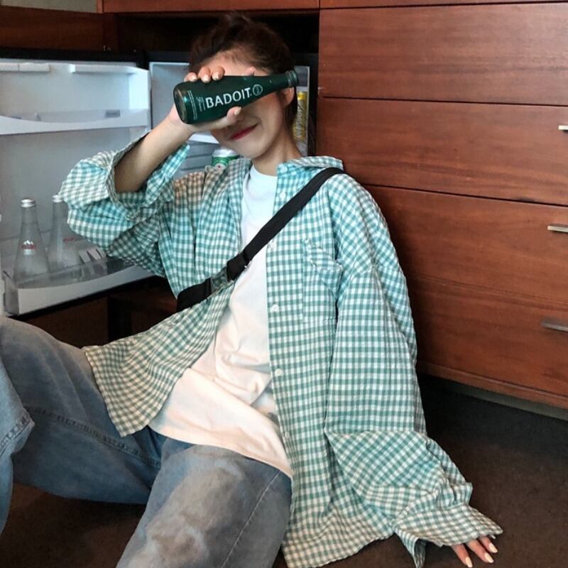 2020年夏の女性の新しい小さな新鮮なバージョンの日焼け止めシャツ学生長袖チェック柄シャツジャケットトップ YY-ファッション58610711648