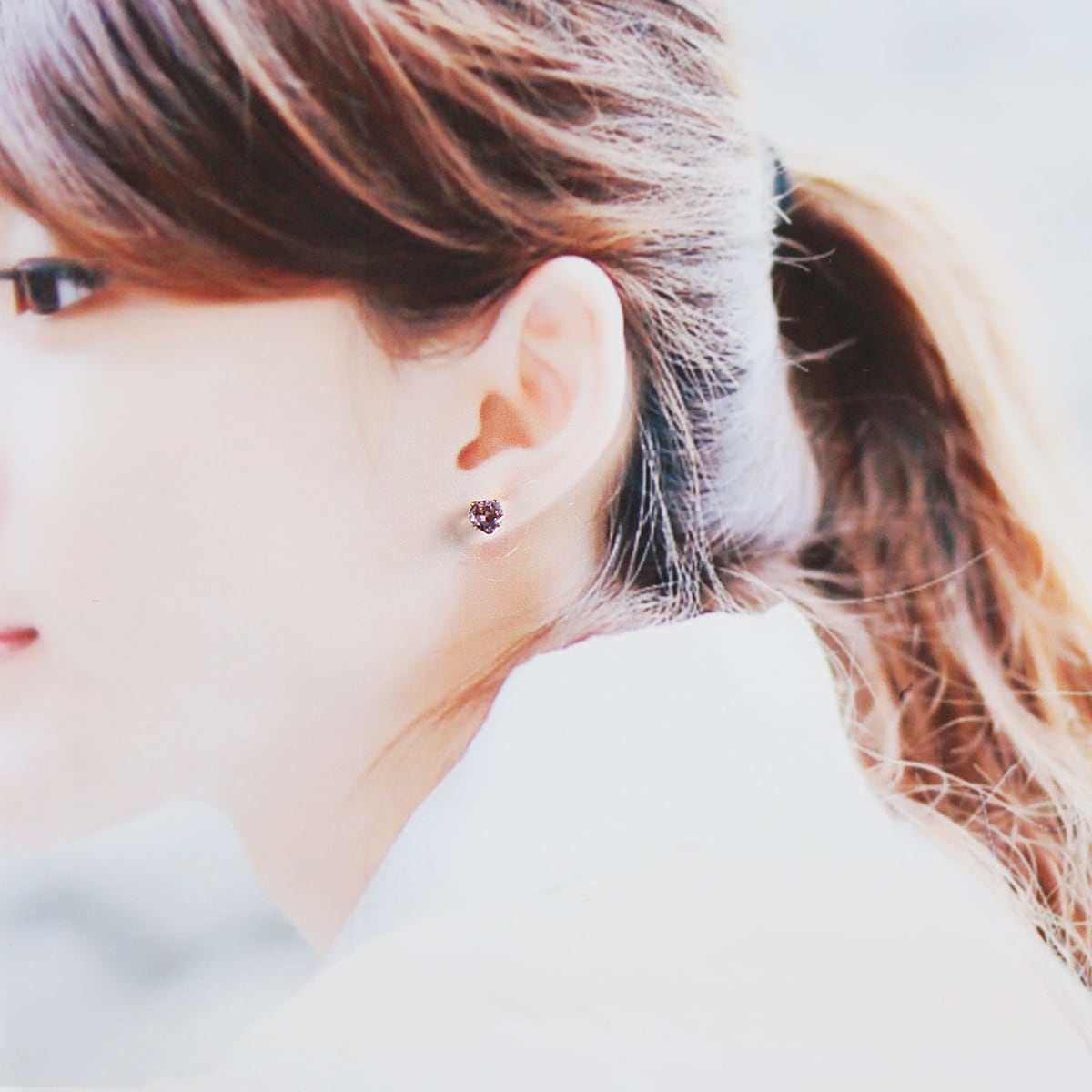 大粒ピンクアメジストの花びらピアス【アジサイ】6mm 14Kgf | Bear's