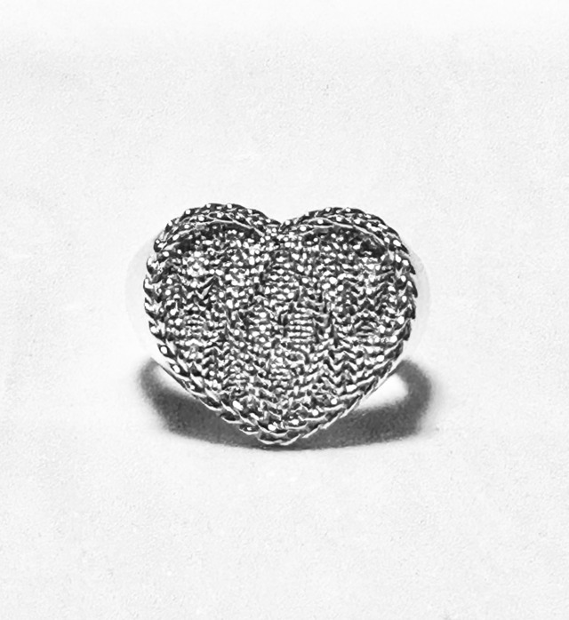 SILVER925  CABLE KNIT HEART SIGNET RING L/ silver