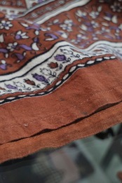 Indian cotton terracotta with lavender dress