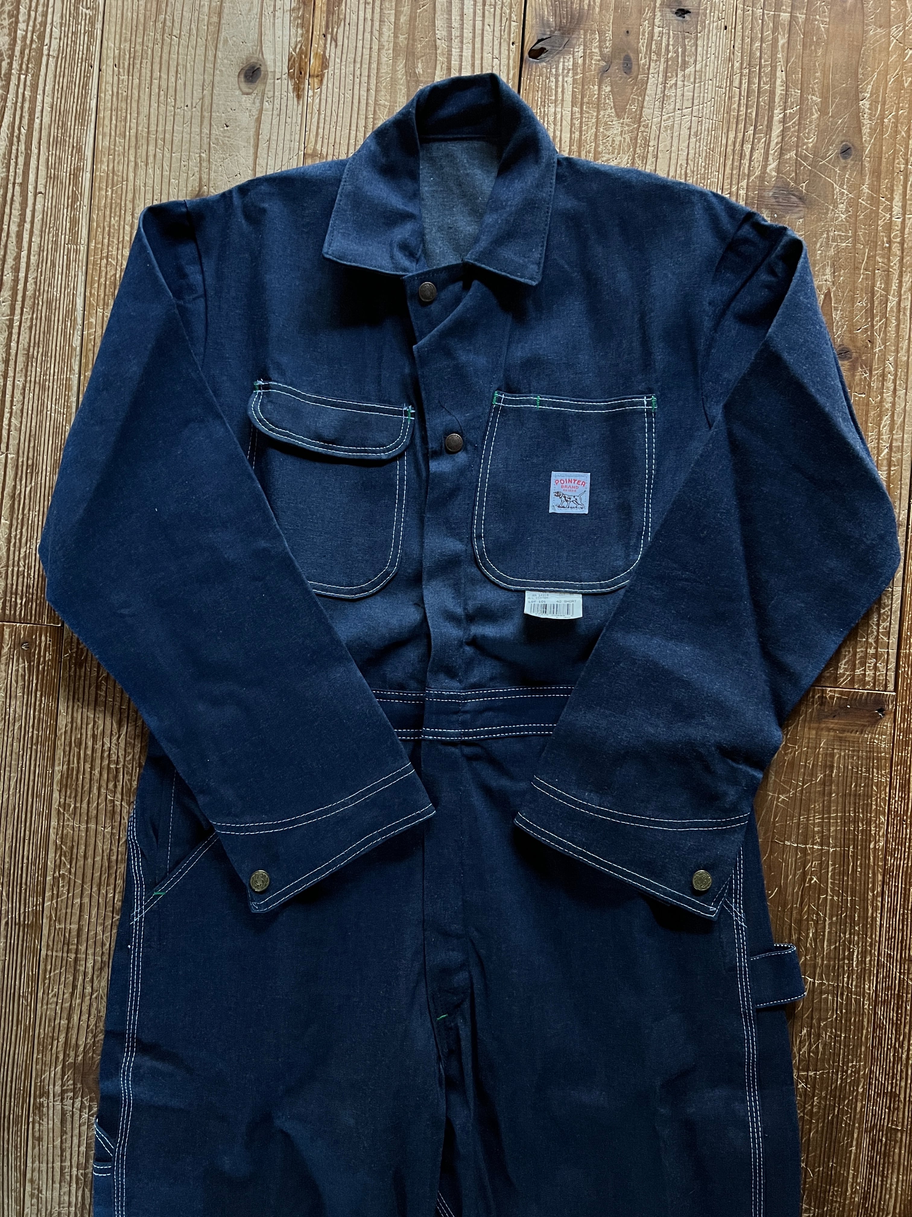 70's POINTER デニムオールインワン DEADSTOCK 表記(40×32)