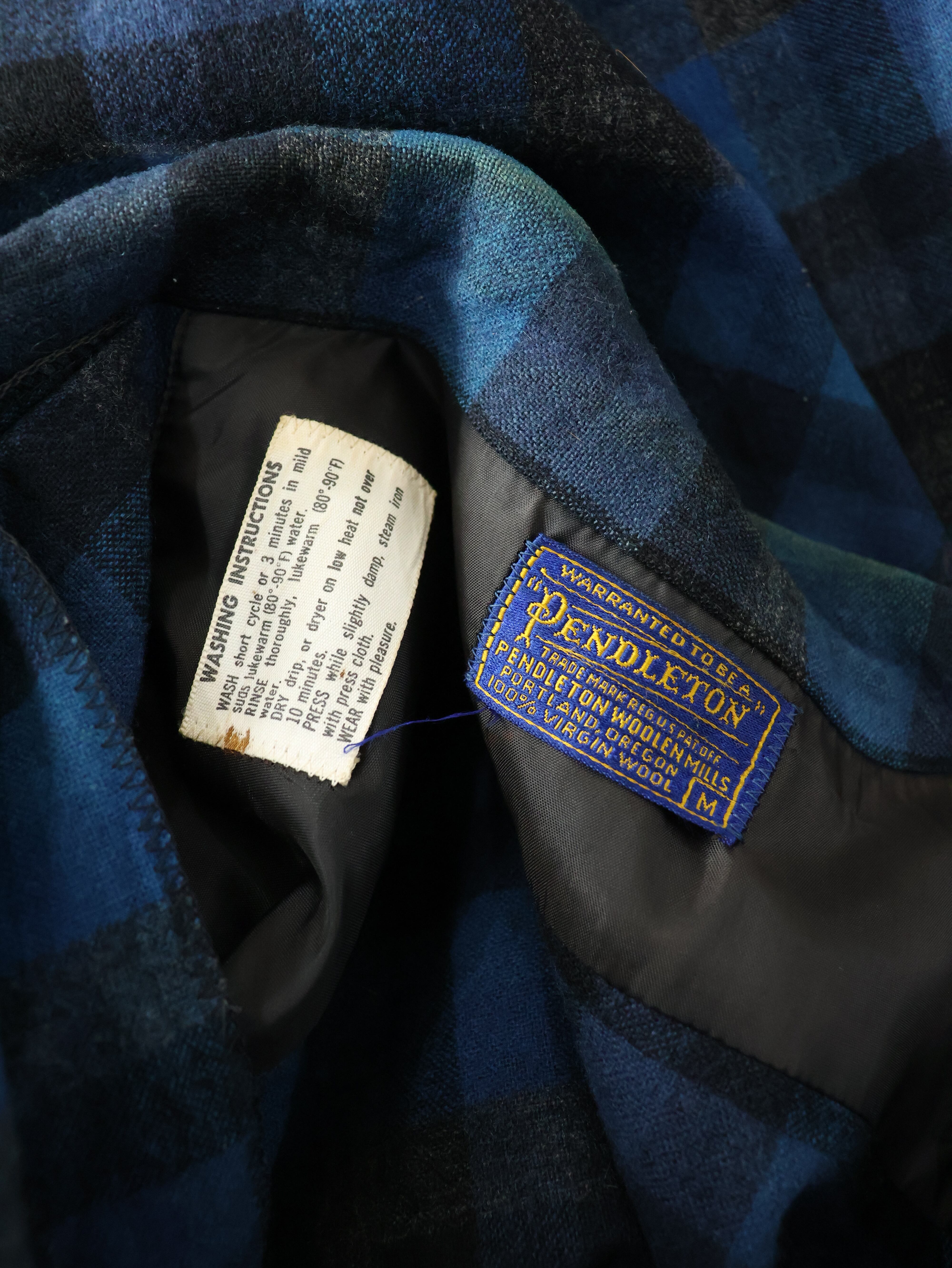 60s Pendleton wool board shirt 表記M ブルー チェック ウール ボード