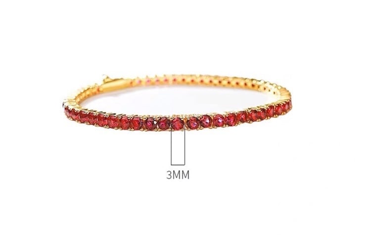 人工ルビー ラウンド エタニティブレスレット キラキラ ゴージャス