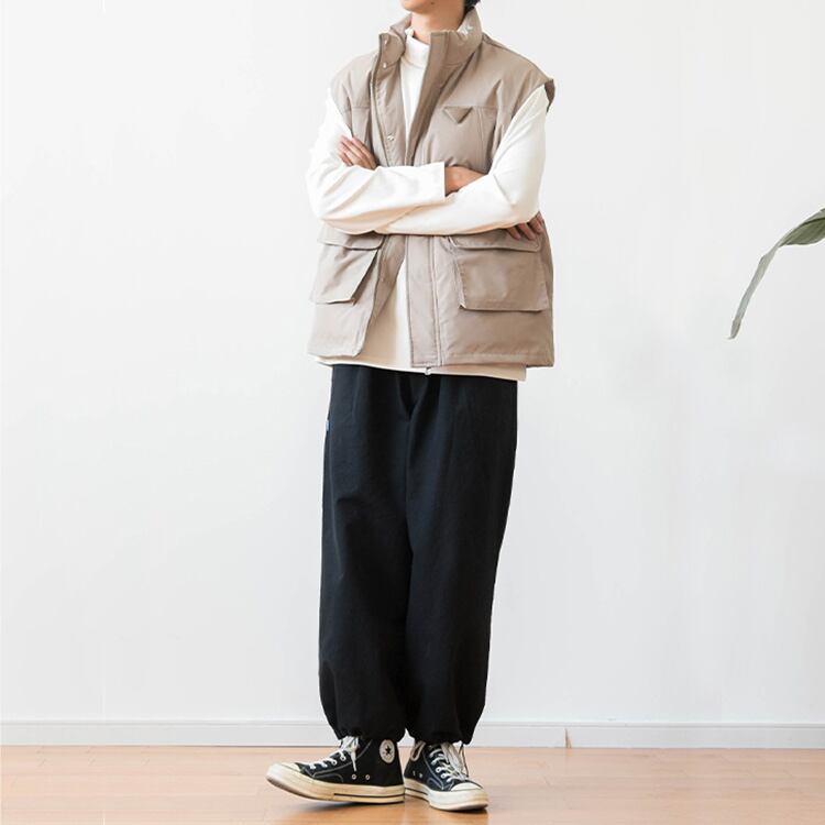 ★RETRO LARGE POCKET STAND COLLAR VEST　　　12308