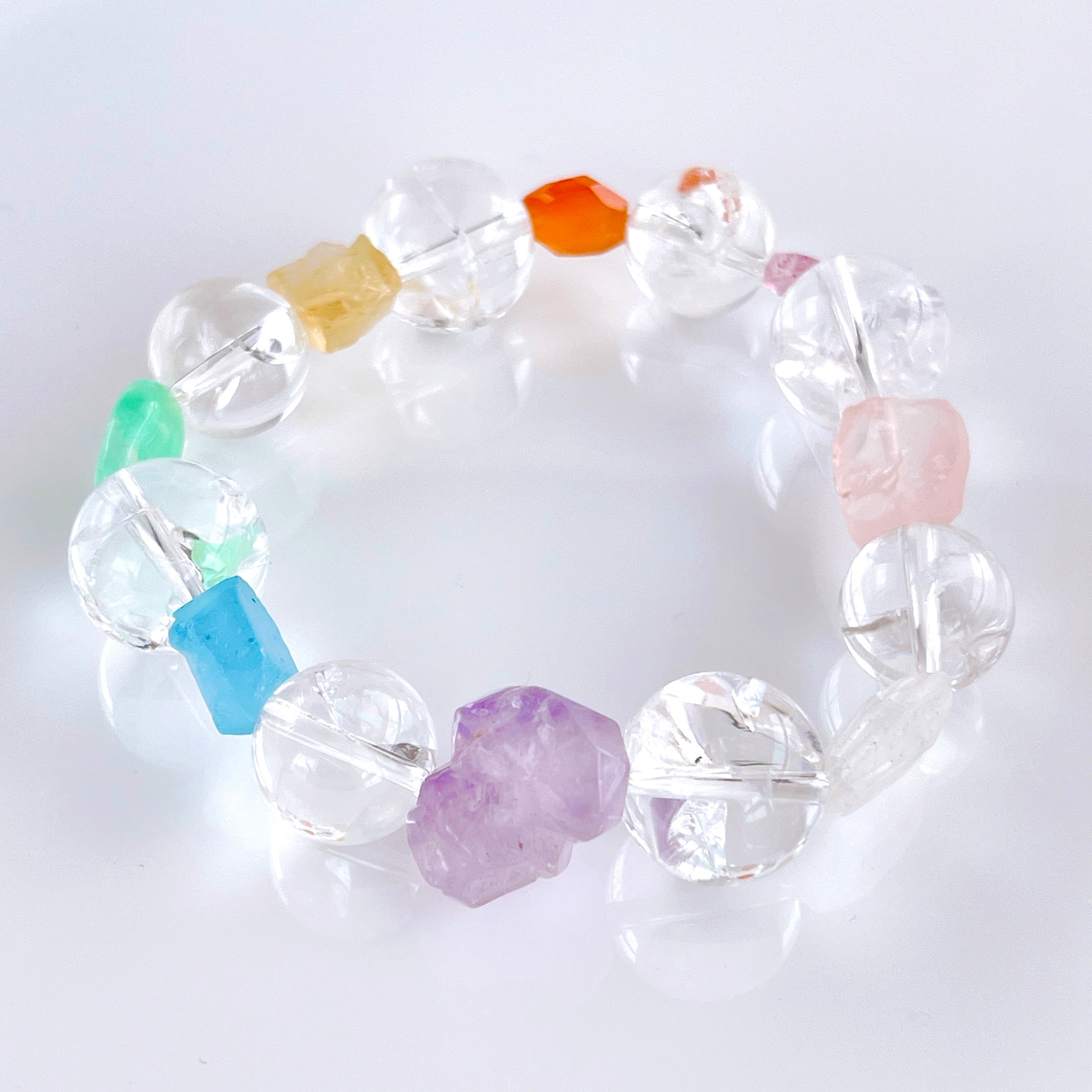 レインボーブレスレット✧ラフタンブルタイプ・虹のブレスレット