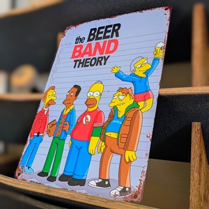 送料無料！ちょうどいいブリキ看板【 The Simpsons （ シンプソンズ ）】『 モーのバー常連客バンド(笑) 』 METAL SIGN / メタルサイン / ブリキ看板 / サインボード / ビンテージ加工 〚アメリカン雑貨 アメトイ〛