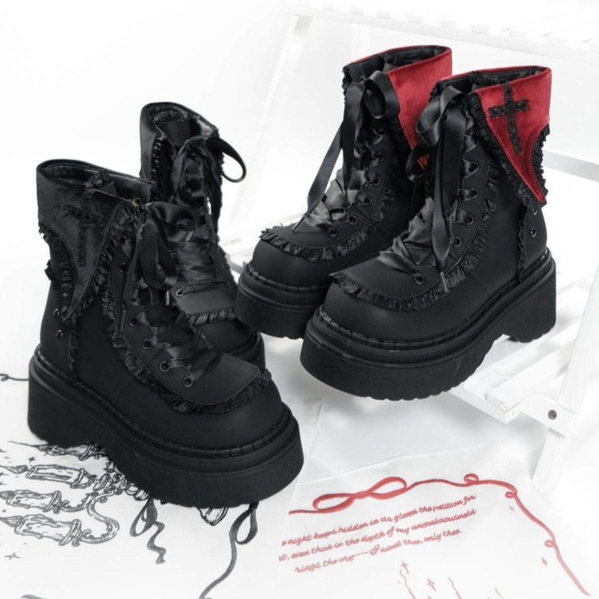 ゴシッククロス厚底ブーツ | Maiden's Rêve