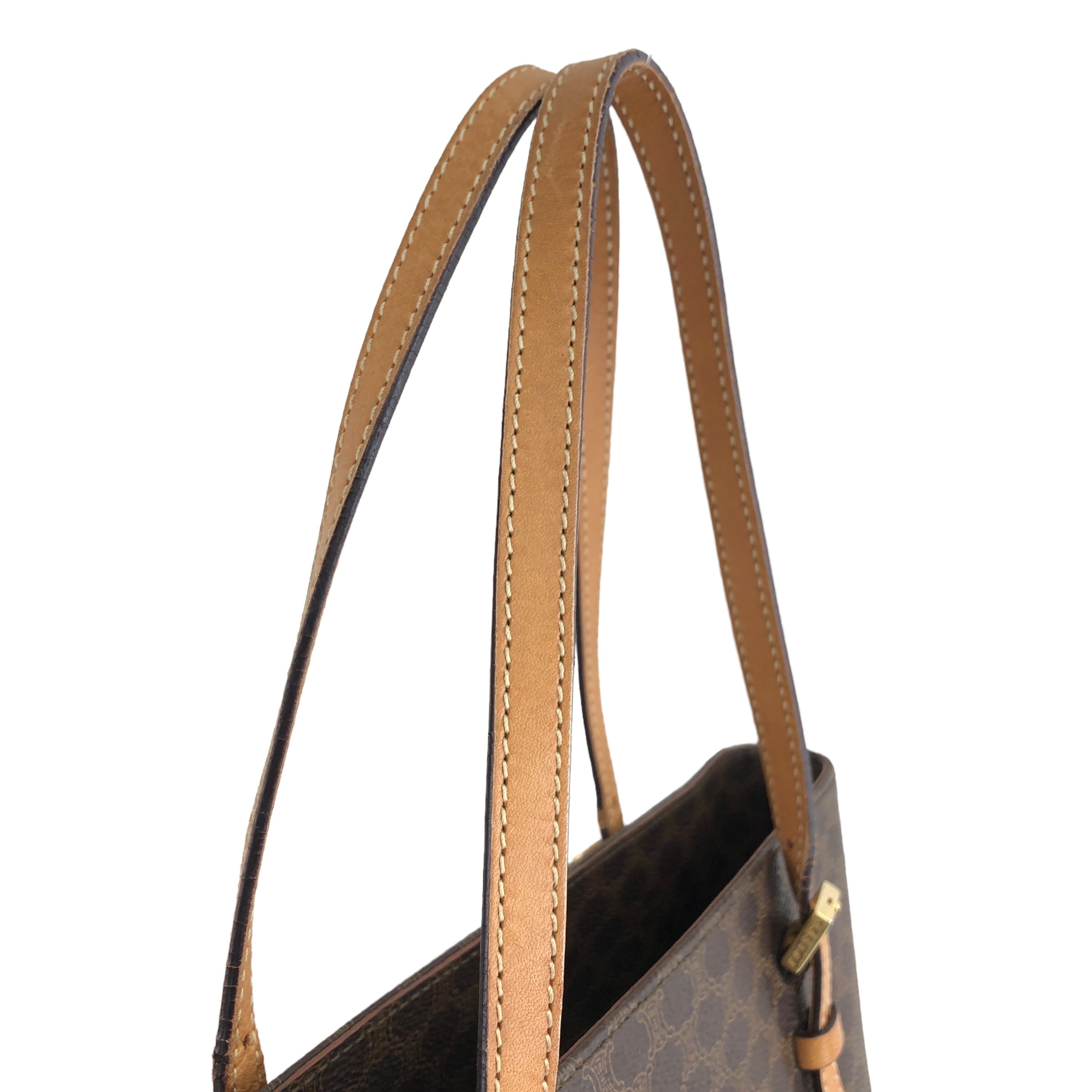 CELINE セリーヌ マカダム ハンドバッグ ブラウン レザー トートバッグ