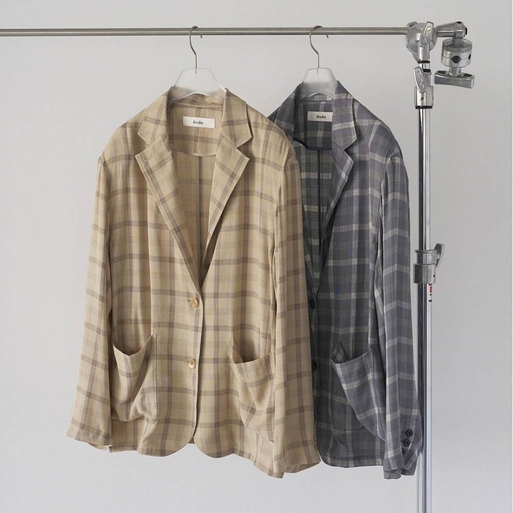 【 anuke 】Check Over Jacket