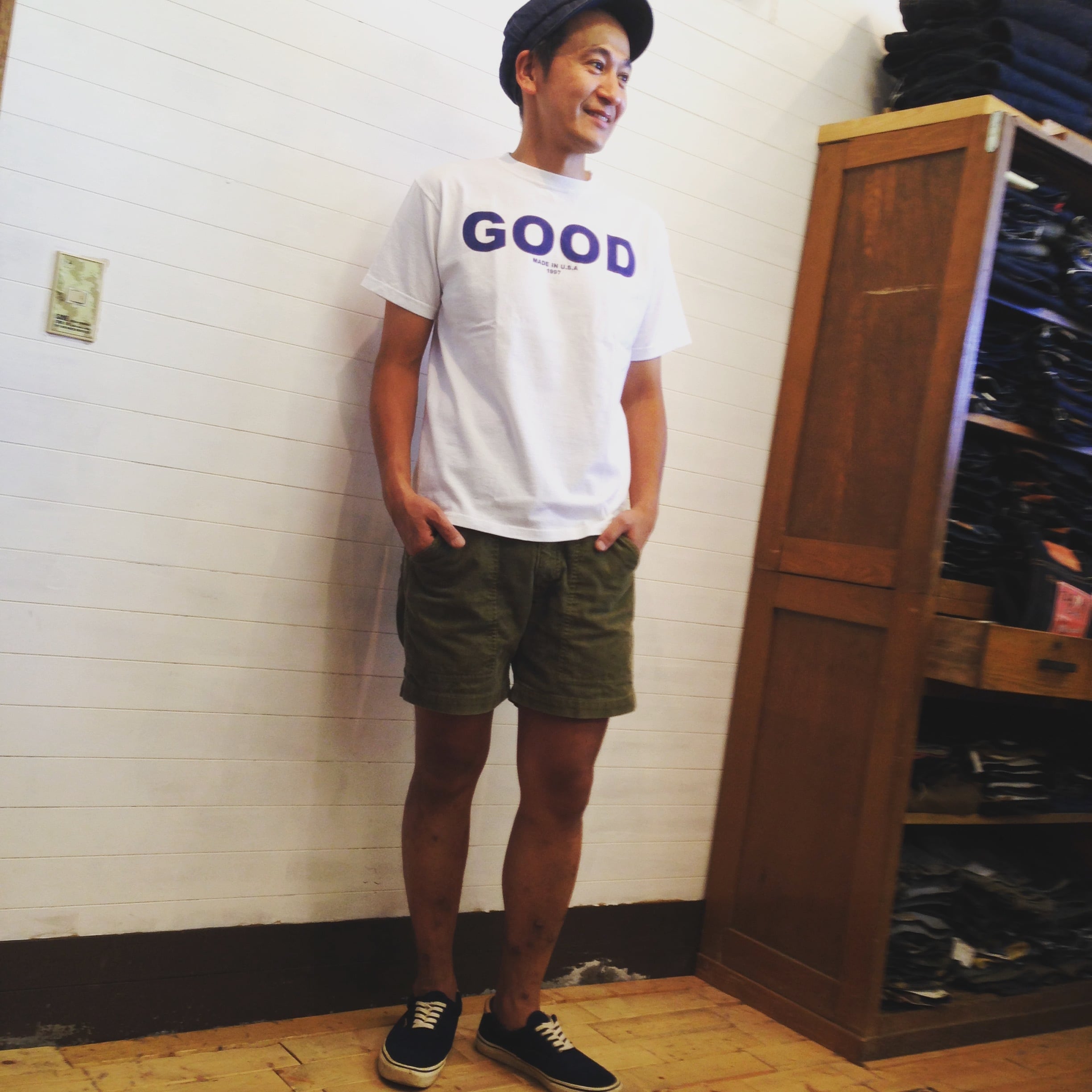 Good On(グッドオン)S/S "GOOD ON" LOGO T/"GOOD ON" ロゴTシャツ WHITE/NAVY
