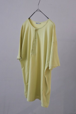 lime yellow cotton henry-neck tops