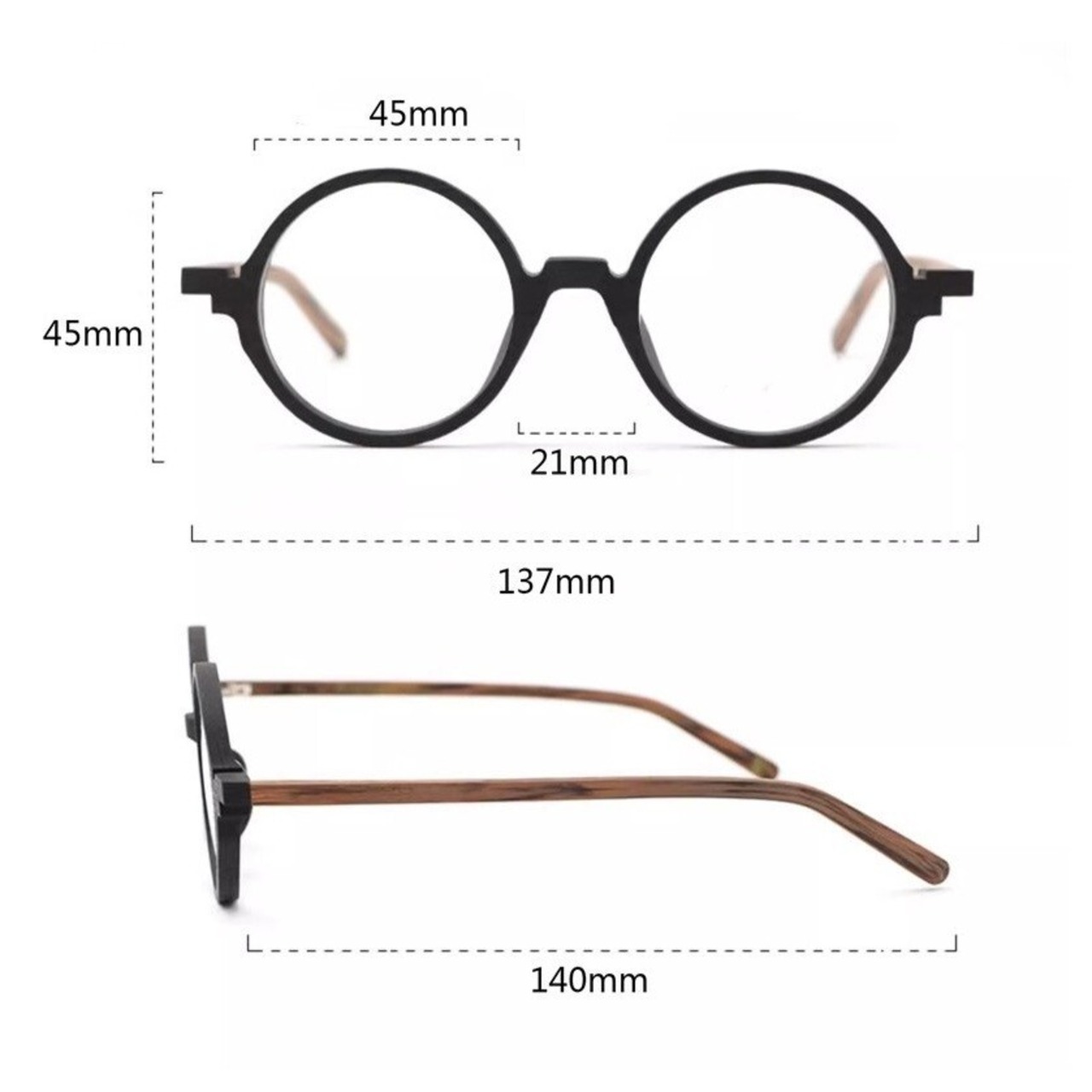 Retro Wood Grain Glasses -round- / レトロ ウッド グレイン メガネ -ラウンド-　