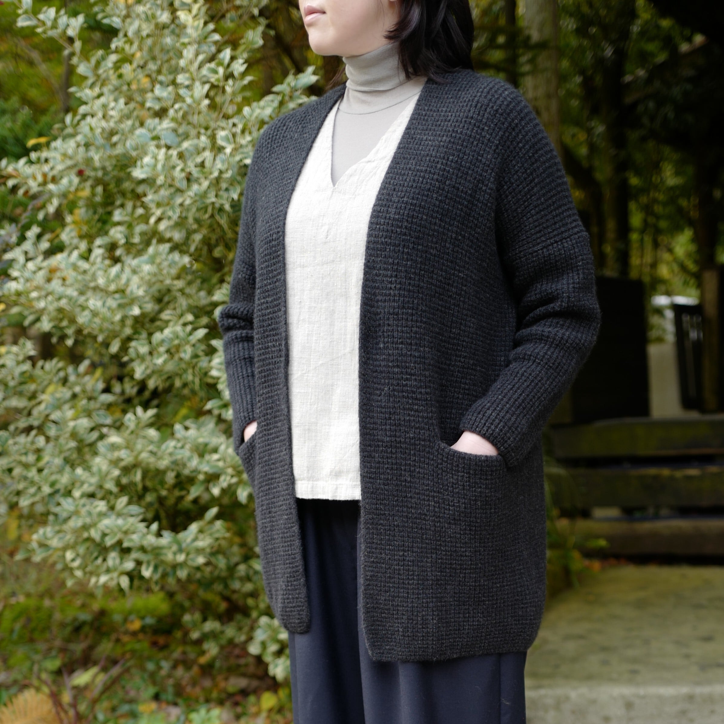 別注》fog linen work｜厚地リネンVネックベスト・ジレ（col