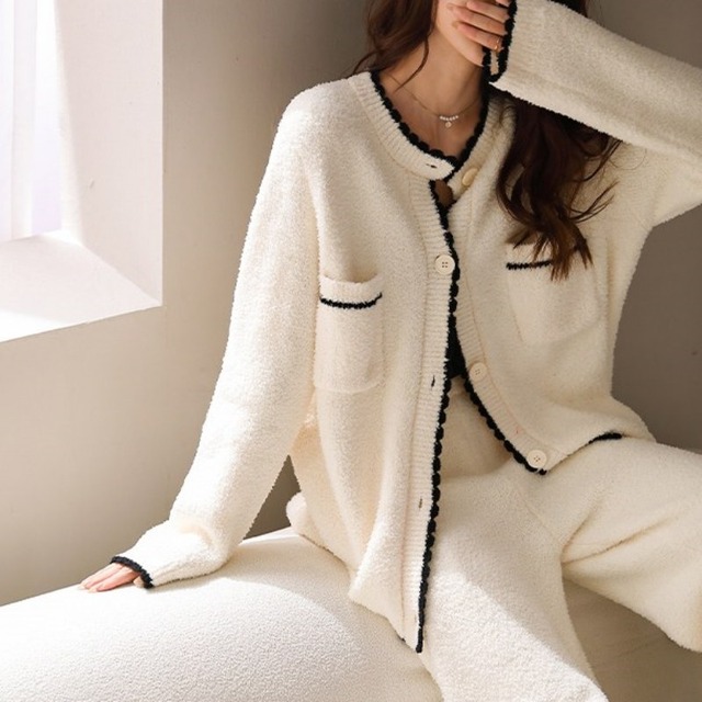 【ladies/M-XL】Warm boa cardigan style pair pajamas p752