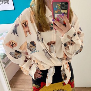 BUNNYBUNNYGUN子犬のプリント長袖シャツ