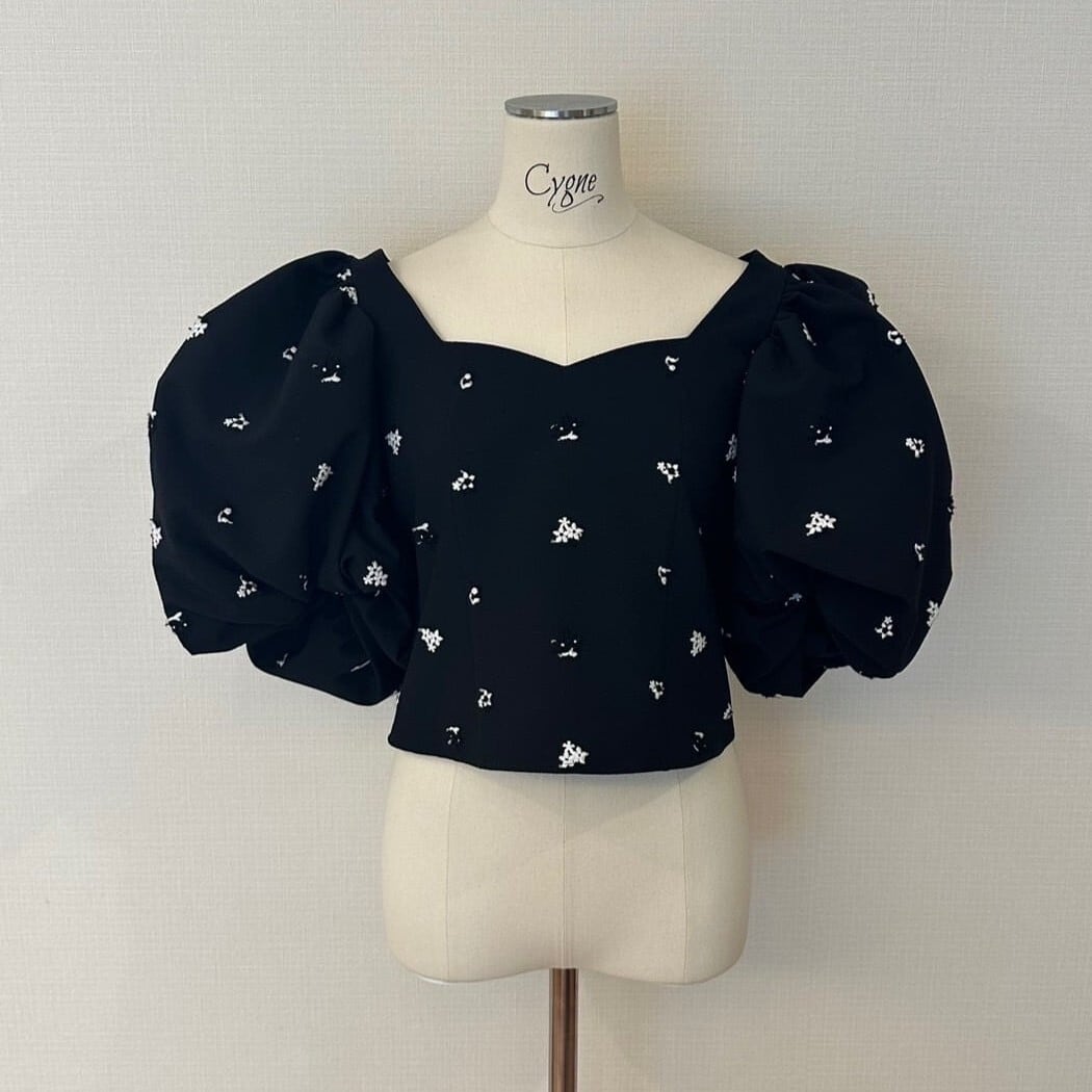 袖バルーン刺繍ブラウス Aman | Cygne