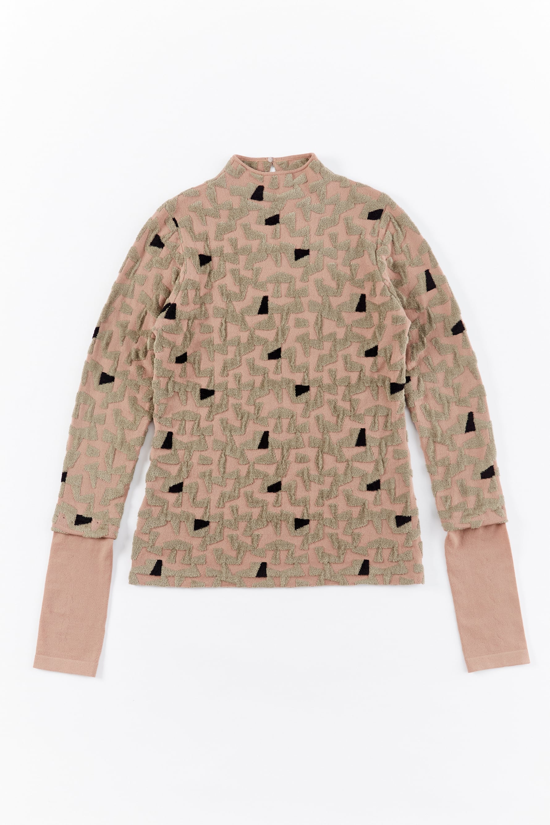 GEOMETRY HIGH NECK PULLOVER	 25AWAC-009 PINK