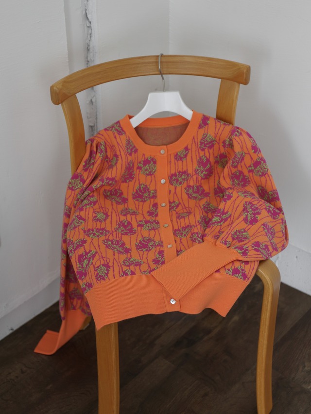 vintagelike flower jacquard knit（orange）