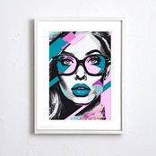 Galactic｜女性肖像×アブストラクトの都会的アートポスター｜くすみカラーが映える洗練インテリア・額縁付き国内生産A3ポスター