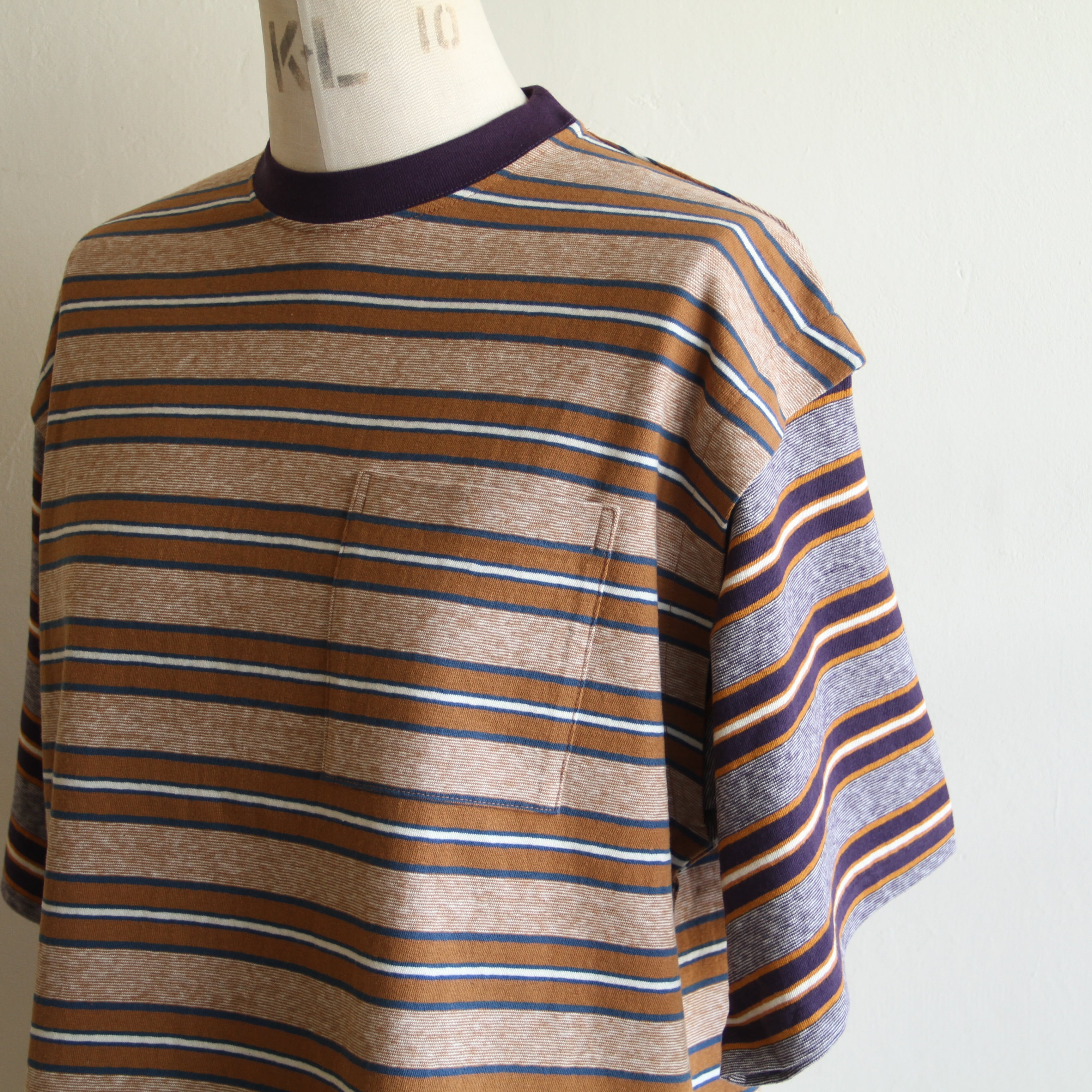 PHEENY【 womens 】Multi border layered short sleeve tee