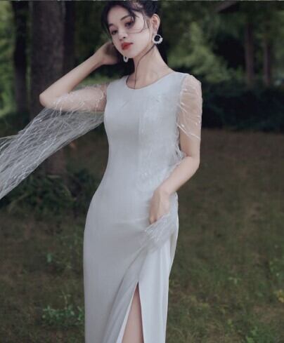 美品！ ウエディングドレス ホワイト ロング スリット ファスナー  