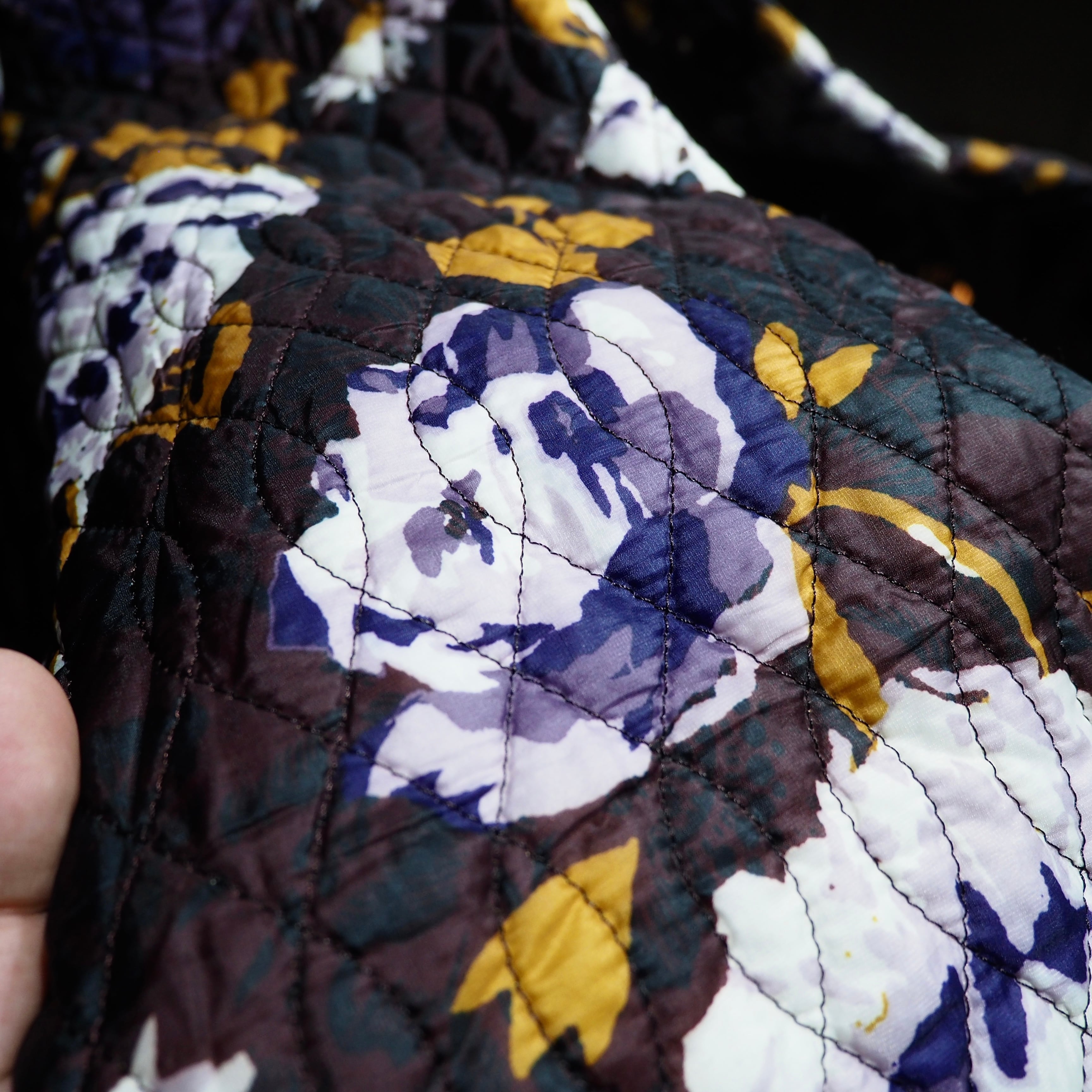 " LANDS END " Beautiful Flower full pattern Design quilting track jacket