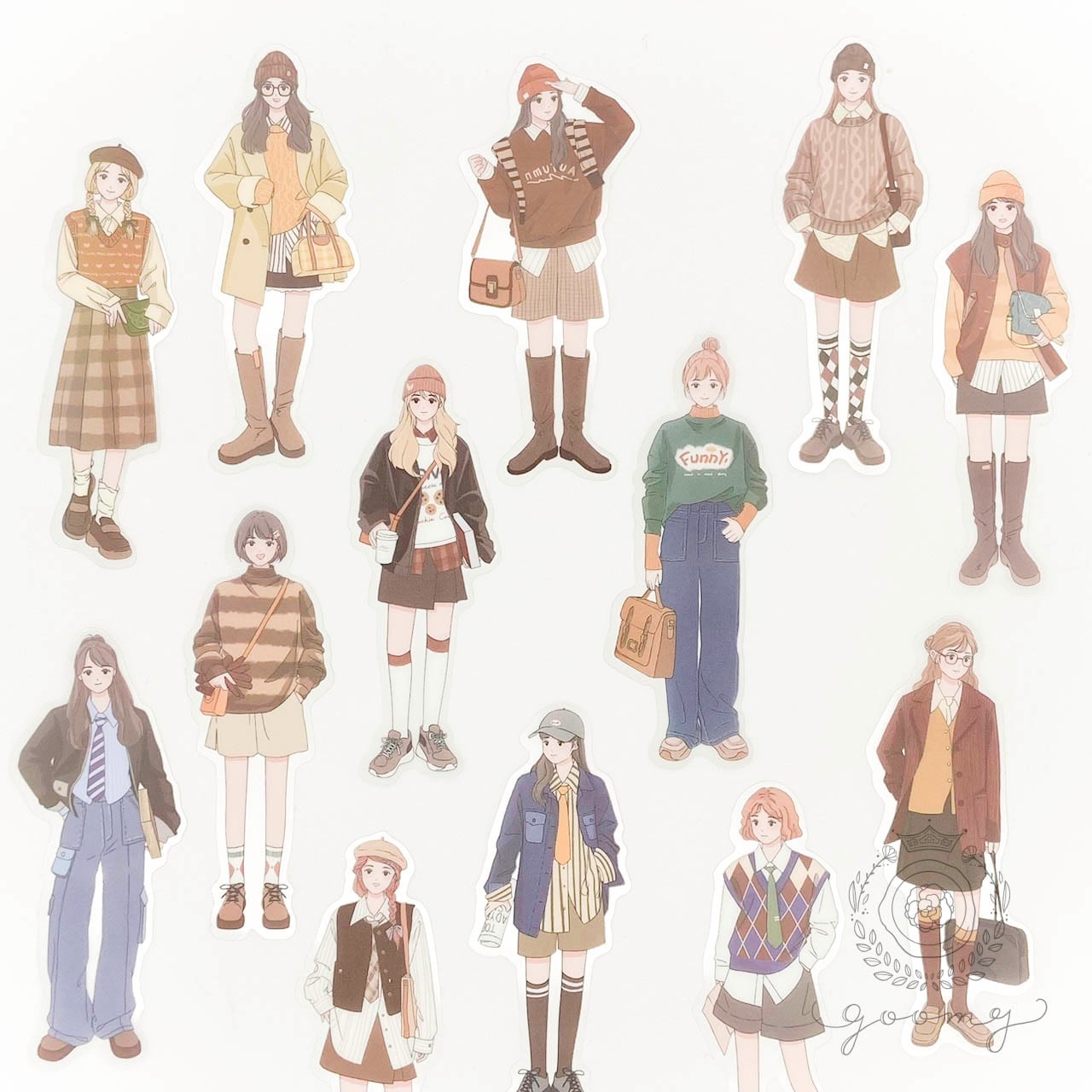 女の子イラストフレークシール 4<S393>