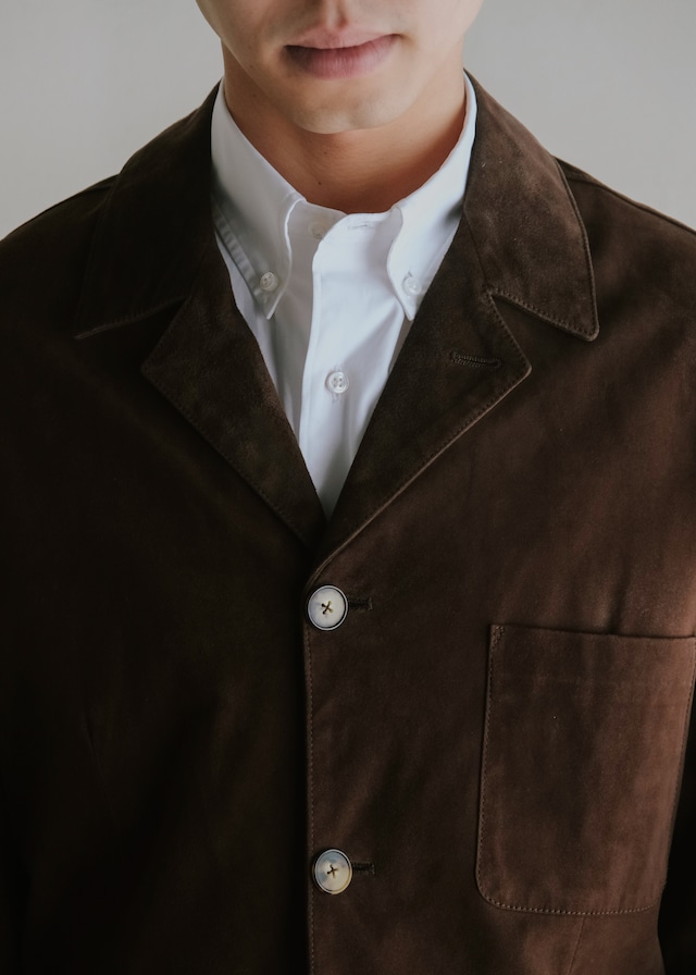 90's HERMÈS 4-buttons reindeer leather long jacket