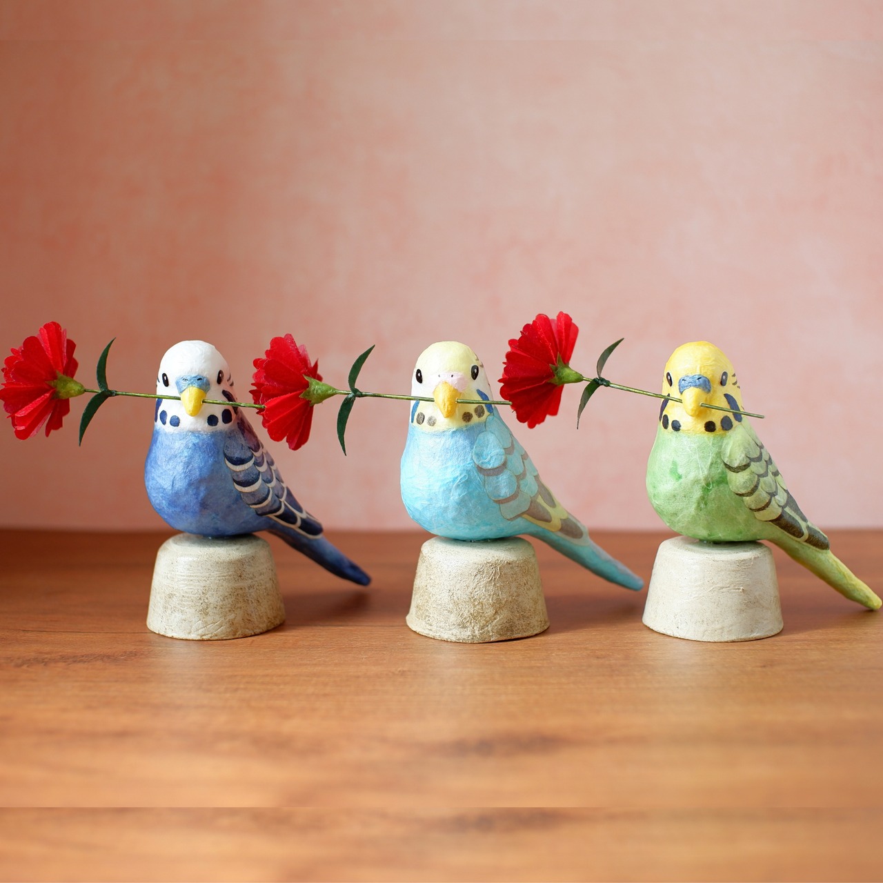 母の日ギフト『セキセイインコの贈り物』 和紙インテリア/置物