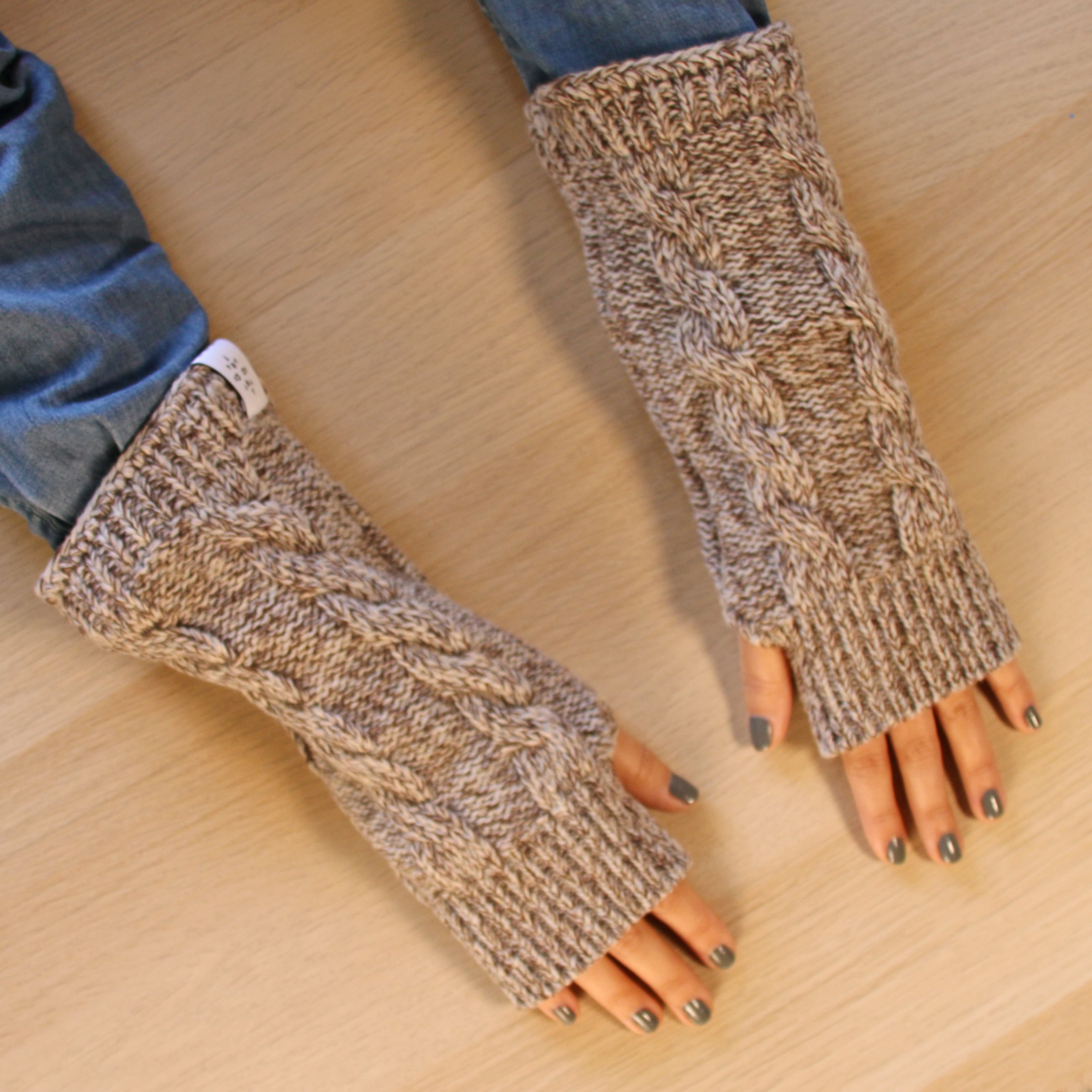 ミックスニット縄編みフィンガーレスグローブ | Pay ID