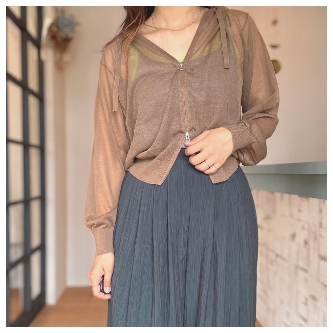 【CLOCHE】シアーニットジップフーディ