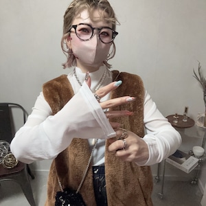 bottleneck sheer long tee【White】