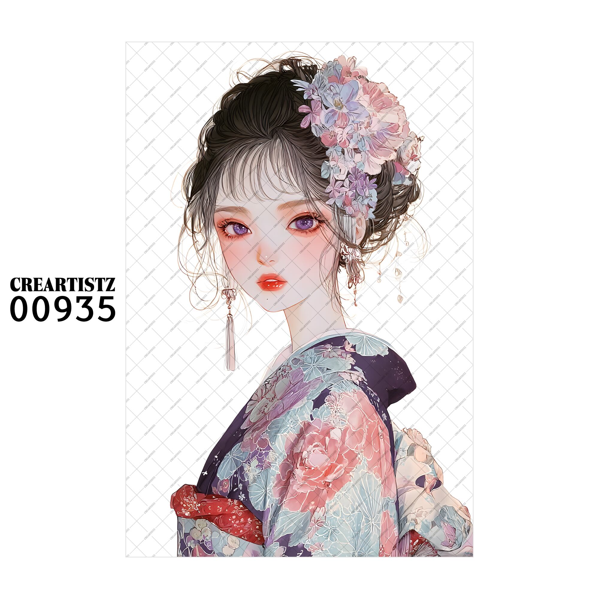 00935 ガール キュート オリジナル ペーパー/ステッカー 4枚セット CREARTISTZ