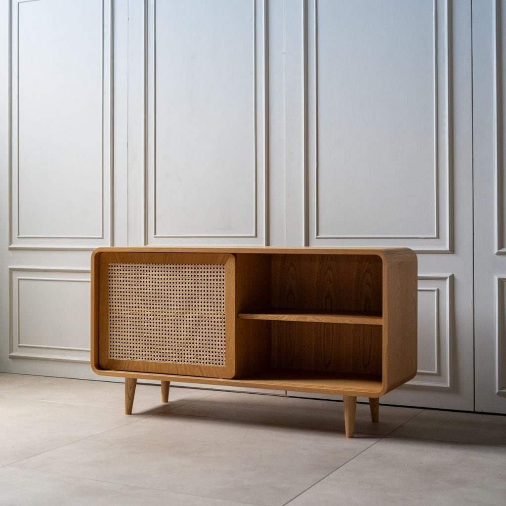 Rattan Cabinet Slide Door Natural / ラタンキャビネット 引き戸仕様