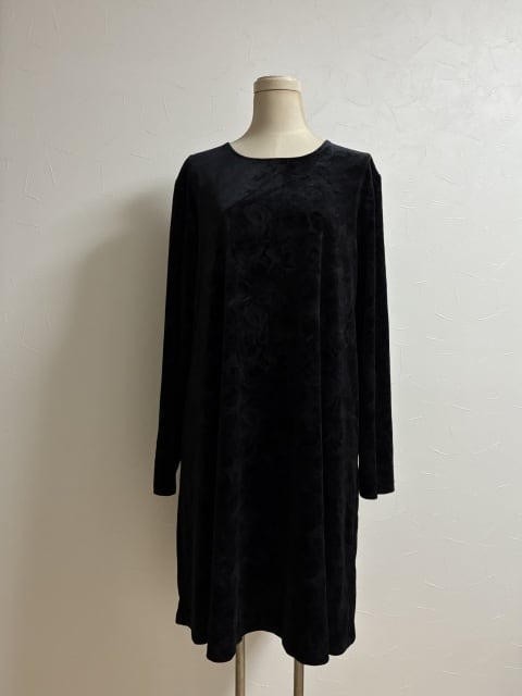 1990's Watermark Pattern Velour Long Sleeve One-Piece